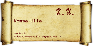 Komsa Ulla névjegykártya